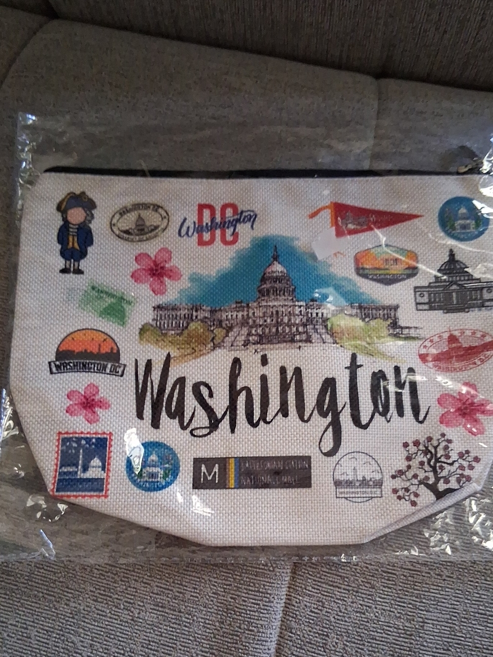 Washington DC Souvenir Canvas Zip Pouch - New In Bag